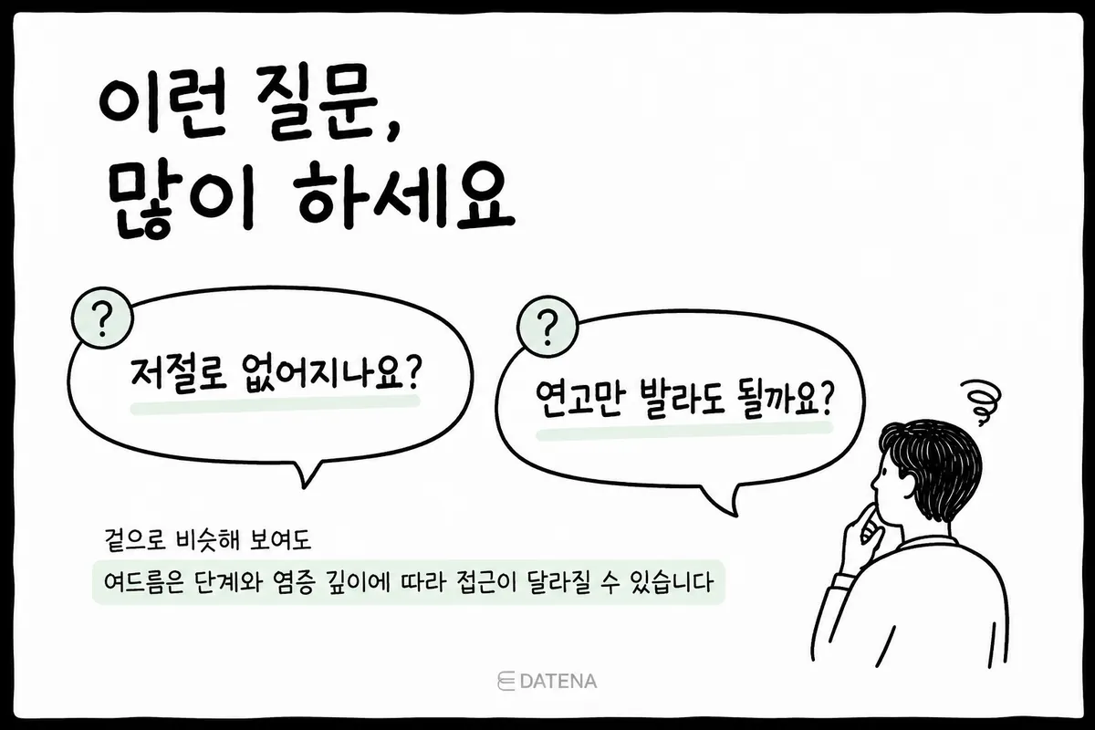 여드름 고민 FAQ: 저절로 없어지나요? 연고만 발라도 될까요? 여드름 단계와 염증 깊이에 따른 맞춤 접근 필요성